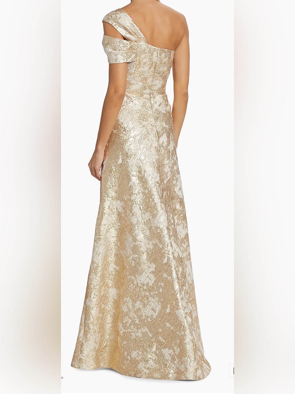 Women’s Metallic Jacquard One-Shoulder Gown